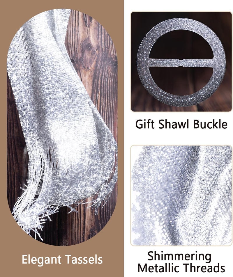 KUNINDOME Sparkling Metallic Shawls and Wraps with Buckle,for Evening Dresses Party Wedding Bride Bridesmaid - Image 2